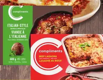Foodland Compliments meatballs, lasagna, mac'n cheese, chicken or beef meat pies offer