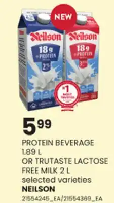Loblaws Neilson protein beverage, 1.89 l or trutaste lactose free milk, 2 l offer