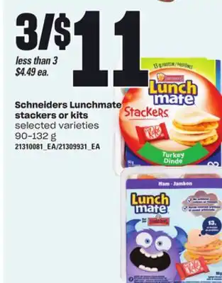 Independent Grocer Schneiders lunchmate stackers or kits, 90-132 g offer