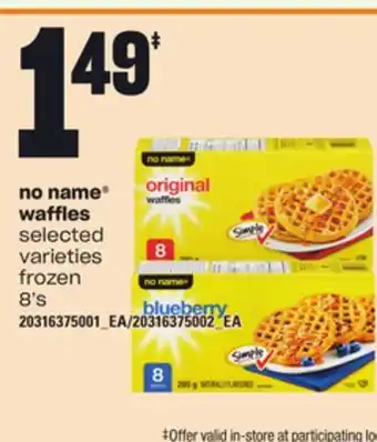 Independent Grocer No name waffles, 8's offer