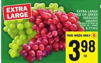 Food Basics Extra large red or green seedless grapes offer
