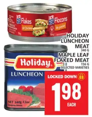 Food Basics Holiday luncheon meat or maple leaf flaked meat offer