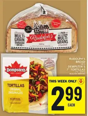 Food Basics Rudolph's bread or dempster's 7 tortillas offer