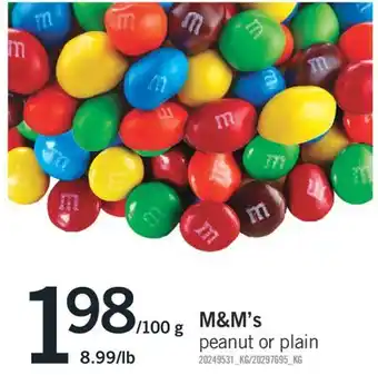 Fortinos M & m' s peanut or plain, 100 g offer