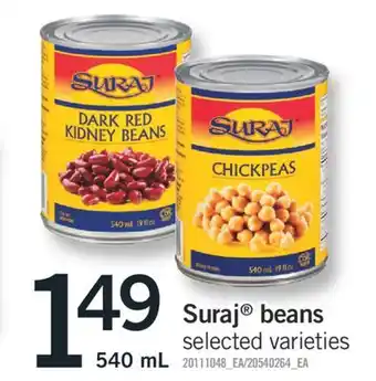 Fortinos Suraj beans, 540 ml offer