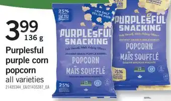 Fortinos Purplesful purple corn popcorn, 136 g offer