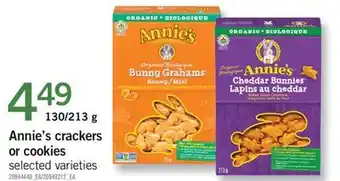 Fortinos Annie's crackers or cookies, 130/ 213 g offer