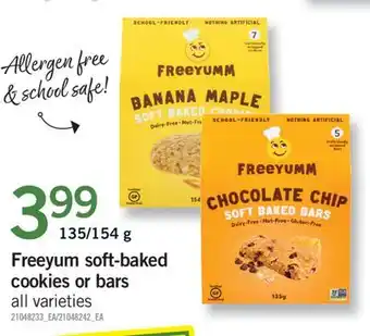 Fortinos Freeyum soft-baked cookies or bars, 135/154 g offer