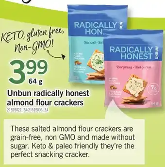 Fortinos Unbun radically honest almond flour crackers, 64 g offer