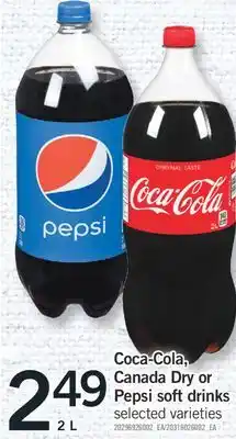 Fortinos Coca-cola canada dry or pepsi soft drinks, 2 l offer
