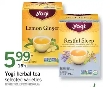 Fortinos Yogi herbal tea, 16's offer