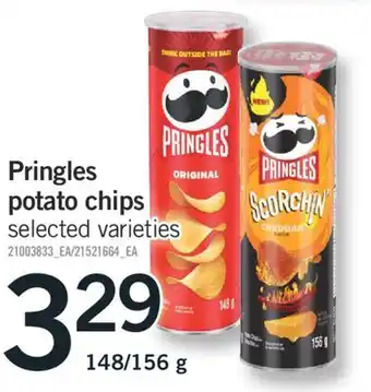 Fortinos Pringles potato chips, 148/156 g offer