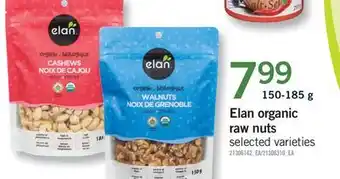 Fortinos Elan organic raw nuts offer
