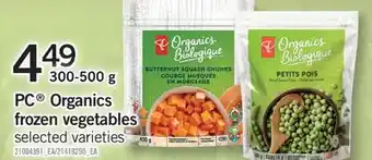 Fortinos Pc organics frozen vegetables, 300 - 500 g offer