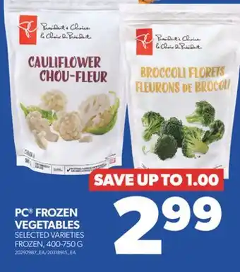 Real Canadian Superstore Pc frozen vegetables, 400-750 g offer