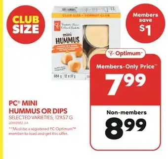 Real Canadian Superstore Pc mini hummus or dips, 12x57 g offer