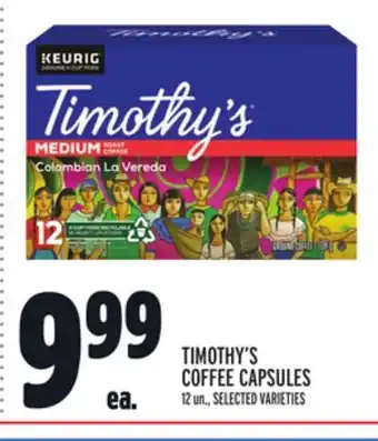 Metro Timothy's coffee capsules offer