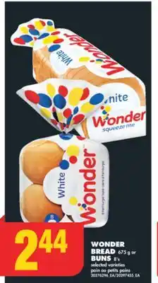 No Frills Wonder bread, 675 g or, buns 8's offer