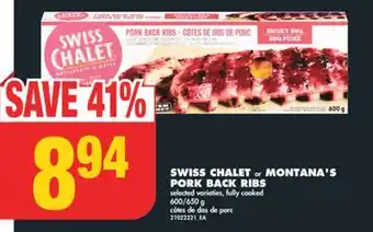 No Frills Swiss chalet or montana's pork back ribs, 600/650 g offer