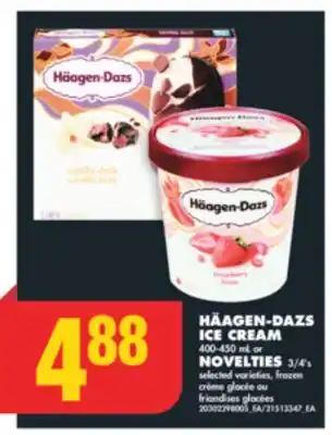No Frills Häagen-dazs ice cream, 400-450 ml or novelties, 3/4's offer