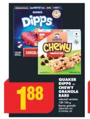 No Frills Quaker dipps or chewy granola bars, 120-156 g offer