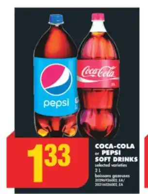 No Frills Coca-cola or pepsi soft drinks, 2 l offer