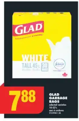 No Frills Glad garbage bags, 10-52's offer