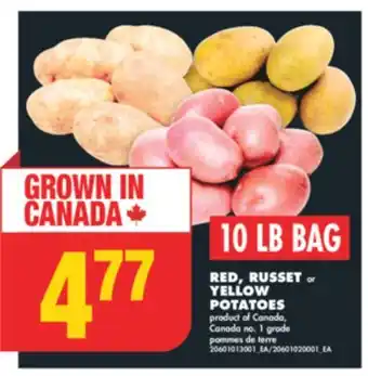 No Frills Red, russet or yellow potatoes, 10 lb bag offer