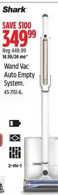 Canadian Tire Shark wand vac auto empty system offer