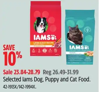 Canadian Tire Iams selected iams dog, puppy and cat food offer