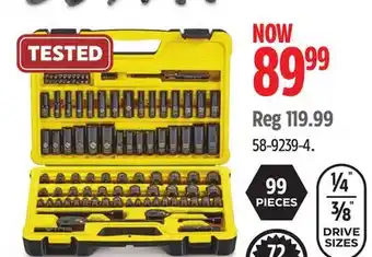 Canadian Tire Stanley professional grade black chrome socket set, 99-pc, sae/metric offer
