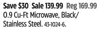 Canadian Tire Panasonic 0.9cu-ft microwave, black/ stainless steel offer