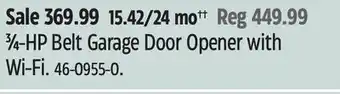 Canadian Tire 3⁄4-hp belt garage door opener with wi-fi offer