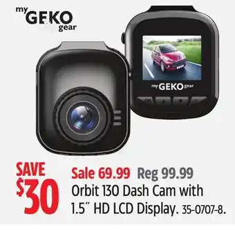 Canadian Tire Mygekogear orbit 130 dash cam with 1.5˝ hd lcd display offer