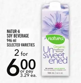 Metro Natur-a soy beverage offer