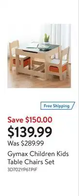 Walmart Gymax children kids table chairs set offer