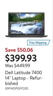 Walmart Dell latitude 7400 14 laptop - refurbished offer