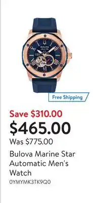 Walmart Bulova marine star automatic men's watch offer