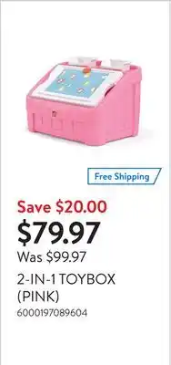 Walmart 2-in-1 toybox (pink) offer