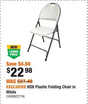 Home Depot Exclusive hdx plastic folding chair in white offer