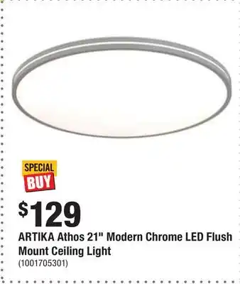 Home Depot Artika athos 21 modern chrome led flush mount ceiling light offer