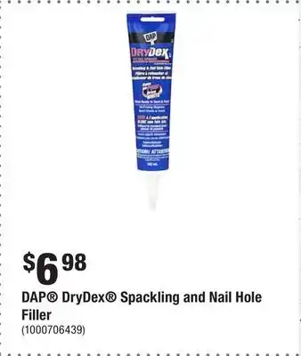 Home Depot Dap drydex spackling and nail hole filler offer