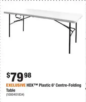 Home Depot Exclusive hdx plastic 6' centre-folding table offer