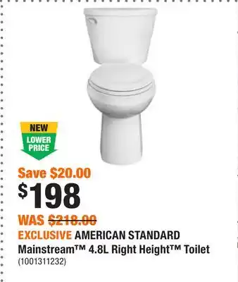 Home Depot Exclusive american standard mainstream 4.8l right height toilet offer