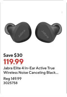 Staples Jabra elite 4 in-ear active true wireless noise canceling black headphones offer