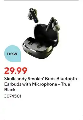 Staples Skullcandy smokin' buds bluetooth earbuds with microphone - true black offer