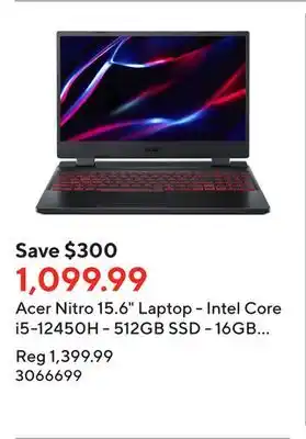 Staples Acer nitro 15.6 laptop - intel core i5-12450h - 512gb ssd - 16gb ram - windows 11 - black offer