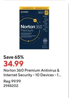 Staples Norton 360 premium antivirus & internet security - 10 devices - 1 year subscription offer