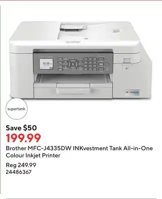 Staples Brother mfc-j4335dw inkvestment tank all-in-one colour inkjet printer offer
