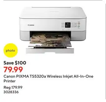 Staples Canon pixma ts5320a wireless inkjet all-in-one printer offer